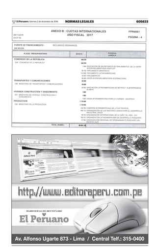 605633NORMAS LEGALESViernes 2 de diciembre de 2016El Peruano /
 