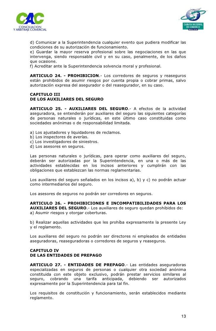 Ley De Seguros Bolivia