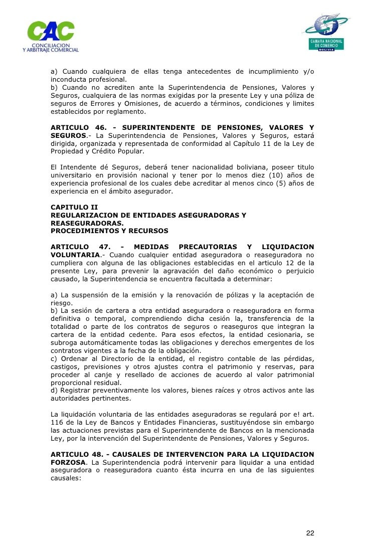 Ley De Seguros Bolivia