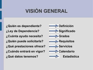 VISIÓN GENERAL ¿Quién es dependiente? Definición
