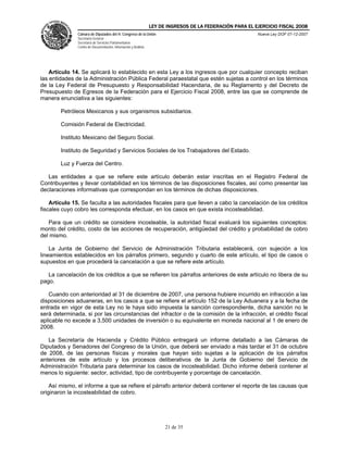 Ley Federal De Ingresos 2008