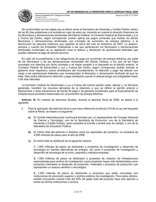 Ley Federal De Ingresos 2008