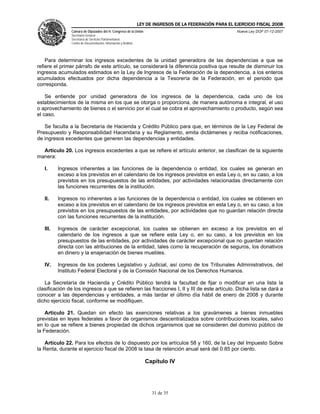 Ley Federal De Ingresos 2008