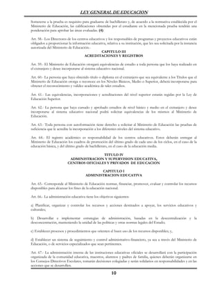 Ley General De Educacion Reformas 2005 0 | PDF