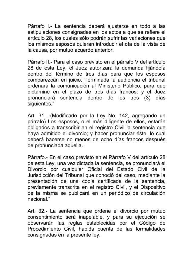 Ley 1306-Bis, Sobre Divorcio, De Fecha 21 de Mayo de 1937. G.O. No ...