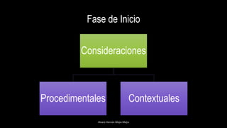 Fase de Inicio
Consideraciones
Procedimentales Contextuales
Alvaro Hernán Mejia Mejia
 