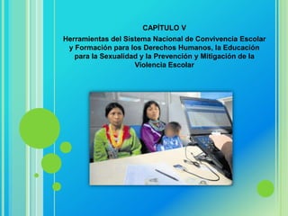 CAPÍTULO V
Herramientas del Sistema Nacional de Convivencia Escolar
 y Formación para los Derechos Humanos, la Educación
   para la Sexualidad y la Prevención y Mitigación de la
                    Violencia Escolar
 