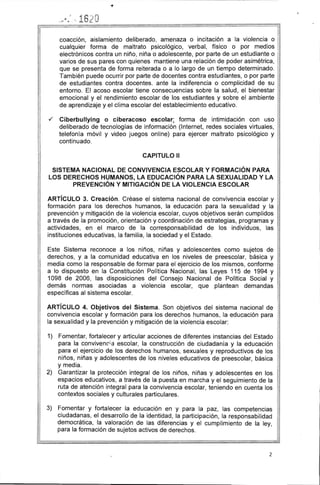 Ley 1620 de Marzo 15 de 2013 - Sistema Nacional de Convivencia Escolar ...