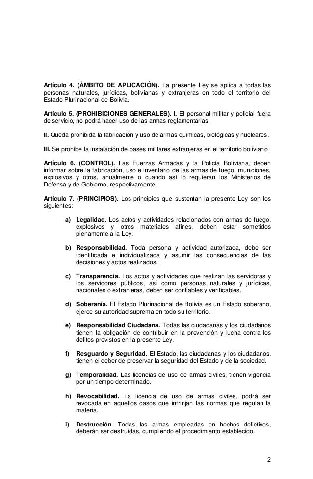 Ley 400 (LEY DE CONTROL DE ARMAS DE FUEGO, MUNICIONES, EXPLOSIVOS Y O…