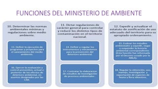 FUNCIONES DEL MINISTERIO DE AMBIENTE
 