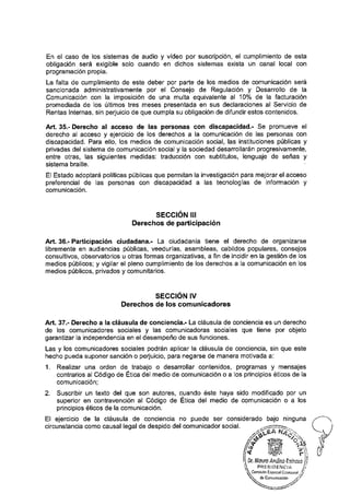 SECCIÓN III
Derechos de participación
SECCIÓN IV
Derechos de los comunicadores
 
