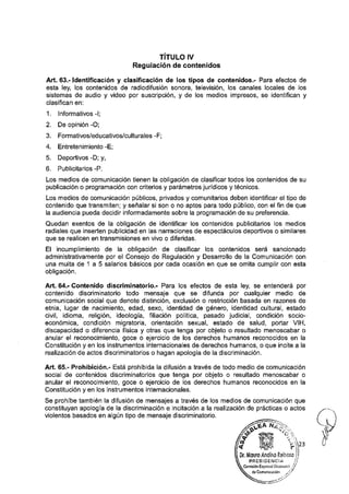 TÍTULO IV
Regulación de contenidos
 