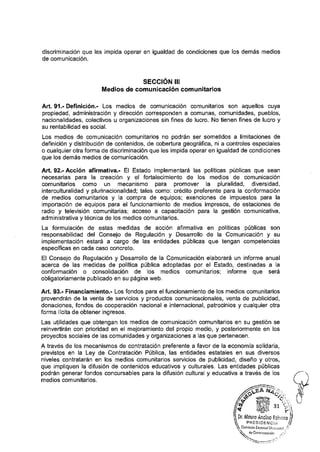 SECCIÓN III
Medios de comunicación comunitarios
v
de Comunicación
 