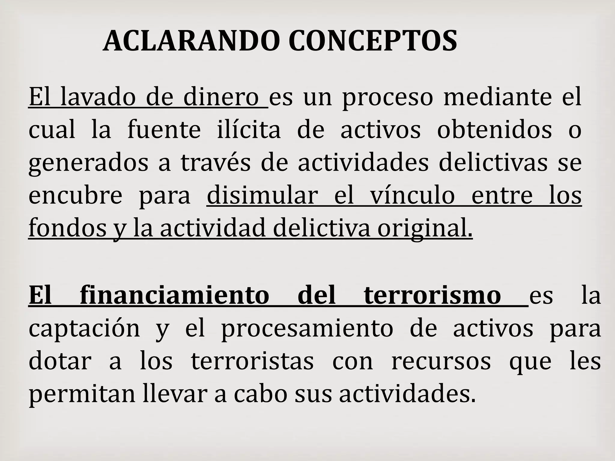 Ley contra el lavado de dinero y activos | PPTX