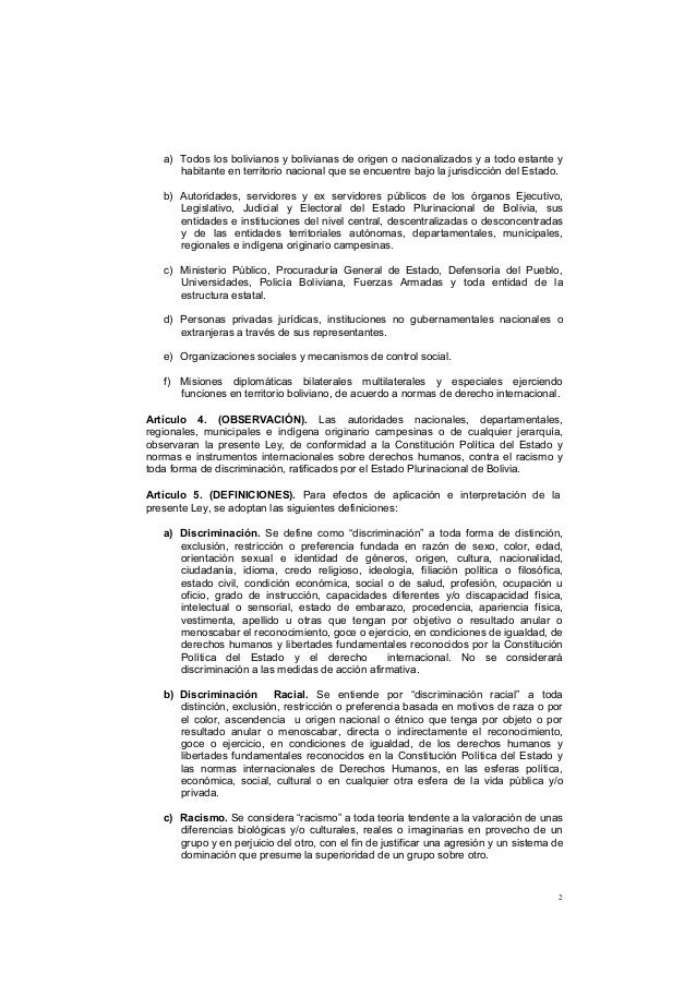 Ley Contra El Racismo Y Toda Forma De Discriminacion
