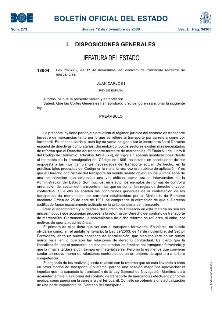 Ley Contrato Transporte MercancíAs