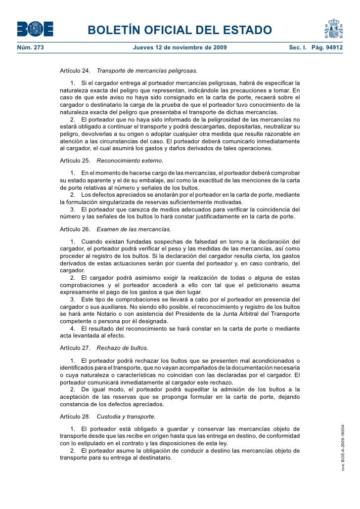 Ley Contrato Transporte MercancíAs
