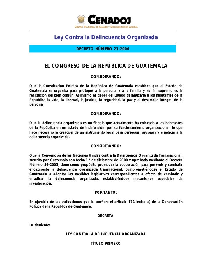 Ley contro el crimen organizado en guatemala