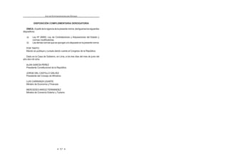 GHODUWtFXORGHODSUHVHQWHOHGHEH
establecerplazosparalapresentaciónyabsolucióndeconsultasyobservaciones
al contenido de las Bases.
Atravésdelasconsultas,seformulanpedidosdeaclaraciónalasdisposiciones
delasBasesymediantelasobservacionessecuestionanlasmismasenlorelativo
alincumplimientodelascondicionesmínimasodecualquierdisposiciónenmateria
de contrataciones del Estado u otras normas complementarias o conexas que
tengan relación con el proceso de selección.
 0RGLILFDGR PHGLDQWH /H 1ƒ  SXEOLFDGD HO  GH MXQLR GH 
LEY DE CONTRATACIONES DEL ESTADO
30
Las respuestas a las consultas y observaciones deben ser fundamentadas
y sustentadas y se comunicarán, de manera oportuna y simultánea, a todos los
participantes a través del Sistema Electrónico de Contrataciones del Estado
(SEACE), considerándose como parte integrante de las Bases.
Los participantes pueden solicitar que las Bases y los actuados del proceso
sean elevados para pronunciamiento del Organismo Supervisor de las
Contrataciones del Estado (OSCE), siempre que se cumpla con los supuestos
de elevación establecidos en el reglamento.
El procedimiento y plazo para tramitar las consultas y observaciones son
¿MDGRV HQ HO UHJODPHQWR9
Concordancia: RLCE: Artículos 54°, 56° y 58°.
Artículo 29°.- Sujeción legal de las Bases
La elaboración de las Bases recogerá lo establecido en la presente norma
y su Reglamento y otras normas complementarias o conexas que tengan
relación con el proceso de selección, las que se aplicarán obligatoriamente.
Sólo en caso de vacíos normativos se observarán los principios y normas de
derecho público que le sean aplicables.
Concordancia: RLCE: Artículos 35º al 49º.
CAPÍTULO IV
DE LOS PROCEDIMIENTOS
Artículo 30°.- Presentación de propuestas y otorgamiento de la Buena Pro
LapresentacióndepropuestasyelotorgamientodelaBuenaPro,enloscasos
que señale el Reglamento, se realizará en acto público en una o más fechas
VHxDODGDV HQ OD FRQYRFDWRULD FRQ SUHVHQFLD GH QRWDULR S~EOLFR R -XH] GH 3D]
cuandoenlalocalidaddondeseefectúenohubieraelprimero.Losprocedimientos
y requisitos de dicha presentación serán regulados por el Reglamento.
Las etapas y los actos del proceso de selección podrán ser materia de
prórroga o postergación por el Comité Especial siempre y cuando medien
FDXVDV GHELGDPHQWH MXVWL¿FDGDV GDQGR DYLVR GH HOOR D WRGRV ORV SDUWLFLSDQWHV
del proceso de selección. Además, se deberá remitir un informe al Titular de la
Entidad explicando el motivo de la prórroga o de la postergación.
La postergación o prórroga no podrá conducir a la Entidad a una situación de
desabastecimiento, bajo responsabilidad del Titular de la Entidad.
Del acto de presentación de propuestas y de otorgamiento de Buena Pro se
levantará un acta que será suscrita por todos los miembros del Comité Especial,
por todos los veedores y por los postores que deseen hacerlo.
El procedimiento para la presentación de propuestas, el otorgamiento de la
9 0RGL¿FDGR PHGLDQWH /H 1ƒ  SXEOLFDGD HO  GH MXQLR GH 
 