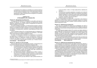 63
REGLAMENTO DE LA LEY DE
CONTRATACIONES DEL ESTADO
CAPÍTULO II
COMITÉ ESPECIAL
Artículo 27.- Designación
Artículo 28.- Participación de expertos independientes
Artículo 29.- Impedimentos para ser miembro del Comité Especial
Artículo 30.- Comité Especial Permanente
Artículo 31.- Competencias
Artículo 32.- Quórum y acuerdos
Artículo 33.- Intervención de los miembros suplentes
Artículo 34.- Responsabilidad, remoción e irrenunciabilidad
CAPÍTULO III
BASES
Artículo 35.- Aprobación
Artículo 36.- Acceso a las Bases
Artículo 37.- Prepublicación
Artículo 38.- Estandarización de las Bases
Artículo 39.- Contenido mínimo
Artículo 40.- Sistemas de Contratación
Artículo 41.- Modalidades de Ejecución Contractual
$UWtFXOR  (VSHFL¿FDFLyQ GHO RQWHQLGR GH ORV VREUHV GH SURSXHVWD
Artículo 43.- Método de evaluación de propuestas
Artículo 44.- Factores de evaluación para la contratación de bienes
Artículo 45.- Factores de evaluación para la contratación de servicios en
general
Artículo 46.- Factores de evaluación para la contratación de servicios de
consultoría
Artículo 47.- Factores de evaluación para la contratación de obras
Artículo 48.- Acreditación de la experiencia del Consorcio
Artículo 49.- Fórmulas de reajuste
CAPÍTULO IV
CONVOCATORIA, REGISTRO, CONSULTAS Y OBSERVACIONES A LAS BASES
Artículo 50.- Convocatoria
Artículo 51.- Publicación en el SEACE
Artículo 52.- Registro de participantes
Artículo 53.- Oportunidad del registro
Artículo 54.- Formulación y absolución de consultas
Artículo 55.- Plazos para formulación y absolución de Consultas
REGLAMENTO DE LA LEY DE
CONTRATACIONES DEL ESTADO
64
Artículo 56.- Formulación y absolución de observaciones a las Bases
Artículo 57.- Plazos para formulación y absolución de observaciones
Artículo 58.- Elevación de observaciones
Artículo 59.- Integración de Bases
Artículo 60.- Publicación de Bases Integradas
CAPÍTULO V
PRESENTACIÓN DE PROPUESTAS
Artículo 61.- Requisitos para la admisión de propuestas
Artículo 62.- Presentación de documentos
Artículo 63.- Forma de presentación y alcance de las propuestas
Artículo 64.- Acto de presentación de propuestas
Artículo 65.- Acreditación de representantes en acto público
Artículo 66.- Acto público de presentación de propuestas
Artículo 67.- Acto privado de presentación de propuestas
Artículo 68.- Subsanación de propuestas
CAPÍTULO VI
CALIFICACIÓN Y EVALUACIÓN DE PROPUESTAS
$UWtFXOR  2SRUWXQLGDG SDUD OD FDOL¿FDFLyQ  HYDOXDFLyQ GH SURSXHVWDV
$UWtFXOR  3URFHGLPLHQWR GH FDOL¿FDFLyQ  HYDOXDFLyQ GH SURSXHVWDV
Artículo 71.- Evaluación de propuestas
CAPÍTULO VII
OTORGAMIENTO DE LA BUENA PRO
Artículo 72.- Otorgamiento de la Buena Pro
Artículo 73.- Solución en caso de empate
Artículo 74.- Distribución de la Buena Pro
$UWtFXOR  1RWL¿FDFLyQ GHO RWRUJDPLHQWR GH OD %XHQD 3UR
Artículo 76.- Otorgamiento de la Buena Pro a propuestas que excedan el
valor referencial
Artículo 77.- Consentimiento del otorgamiento de la Buena Pro
Artículo 78.- Declaración de Desierto
Artículo 79.- Cancelación del Proceso de Selección
 