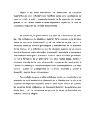 Ley de educacion superior | PDF