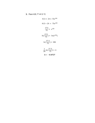 3. Para t=20, T°=41.5 °C
 