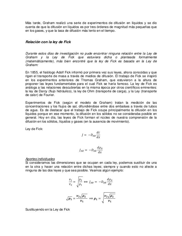 Ley de graham y Ley de Fick (Relación)