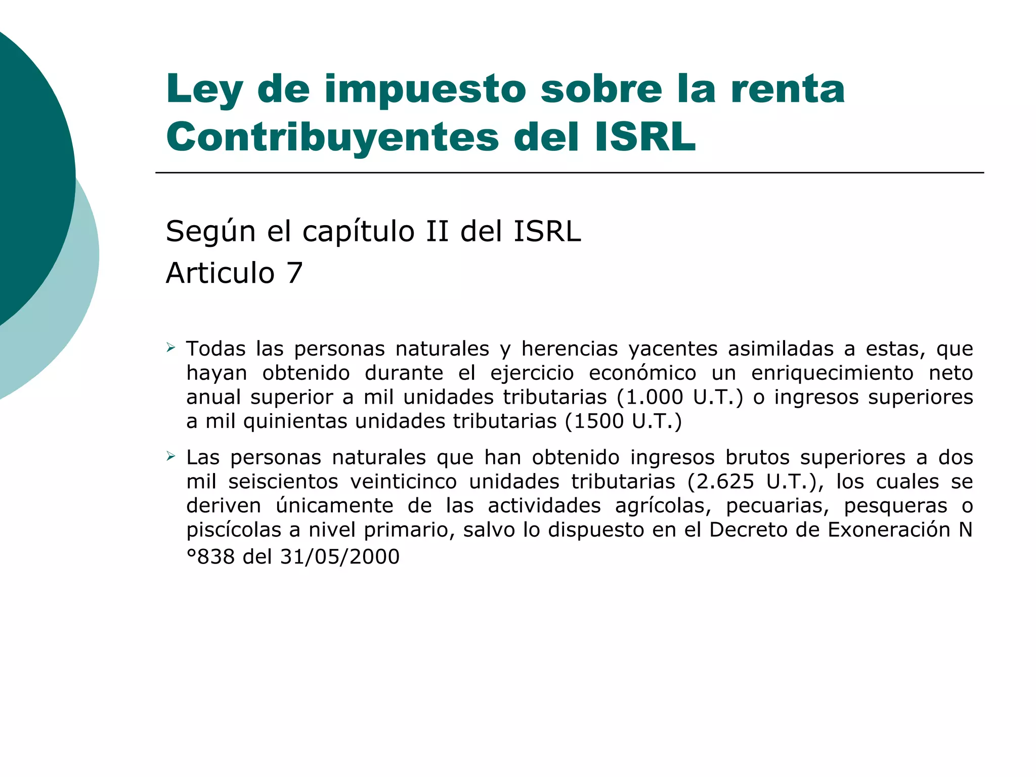 Ley De Impuesto Sobre La Renta Isrl | PPT