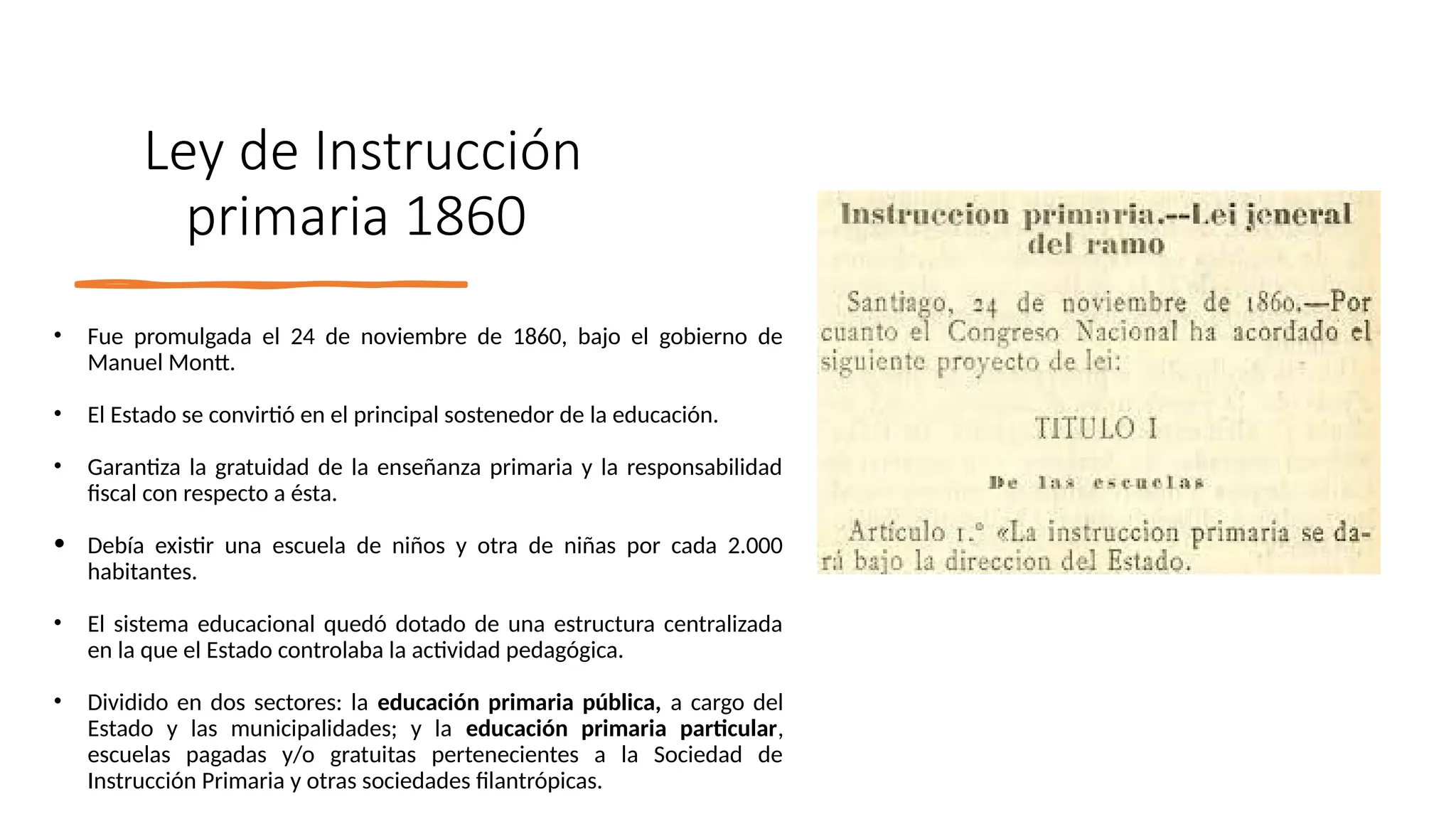 LEY DE INSTRUCCION PRIMARIA EN CHILE TRA | PPT