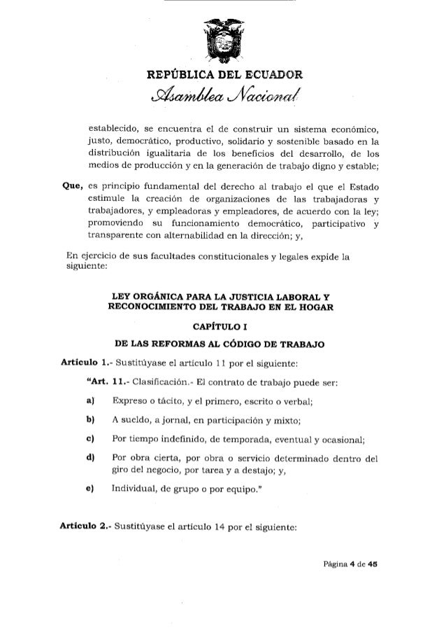 Ley de Justicia Laboral y Reconocimiento del Trabajo en el 