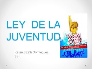 LEY DE LA
JUVENTUD
Karen Lizeth Domínguez
11-1
 