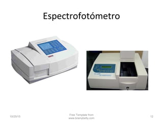 Espectrofotómetro
10/25/15
Free Template from
www.brainybetty.com
12
 