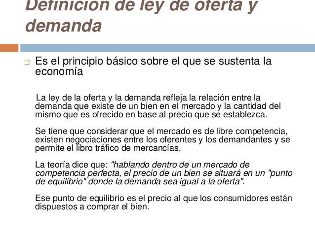 Oferta Y Demanda Definicion