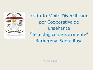 Instituto Mixto Diversificado
por Cooperativa de
Enseñanza
“Tecnológico de Suroriente”
Barberena, Santa Rosa
Stefania3003
 