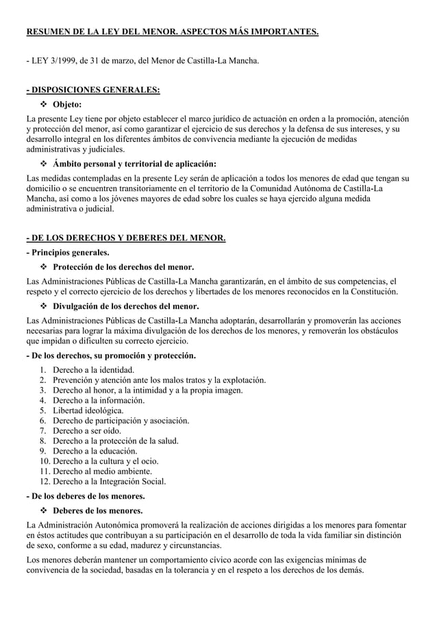 +Ley del menor resumen PDF Descarga Gratuita