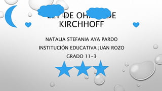 LEY DE OHM Y DE
KIRCHHOFF
NATALIA STEFANIA AYA PARDO
INSTITUCIÓN EDUCATIVA JUAN ROZO
GRADO 11-3
 