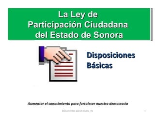 Ley de participación ciudadana de Sonora Mexico