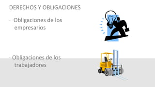 DERECHOS Y OBLIGACIONES
· Obligaciones de los
empresarios
· Obligaciones de los
trabajadores
 