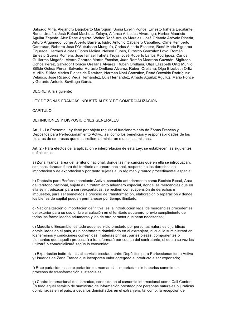Ley de zonas francas industriales y de comercializacion