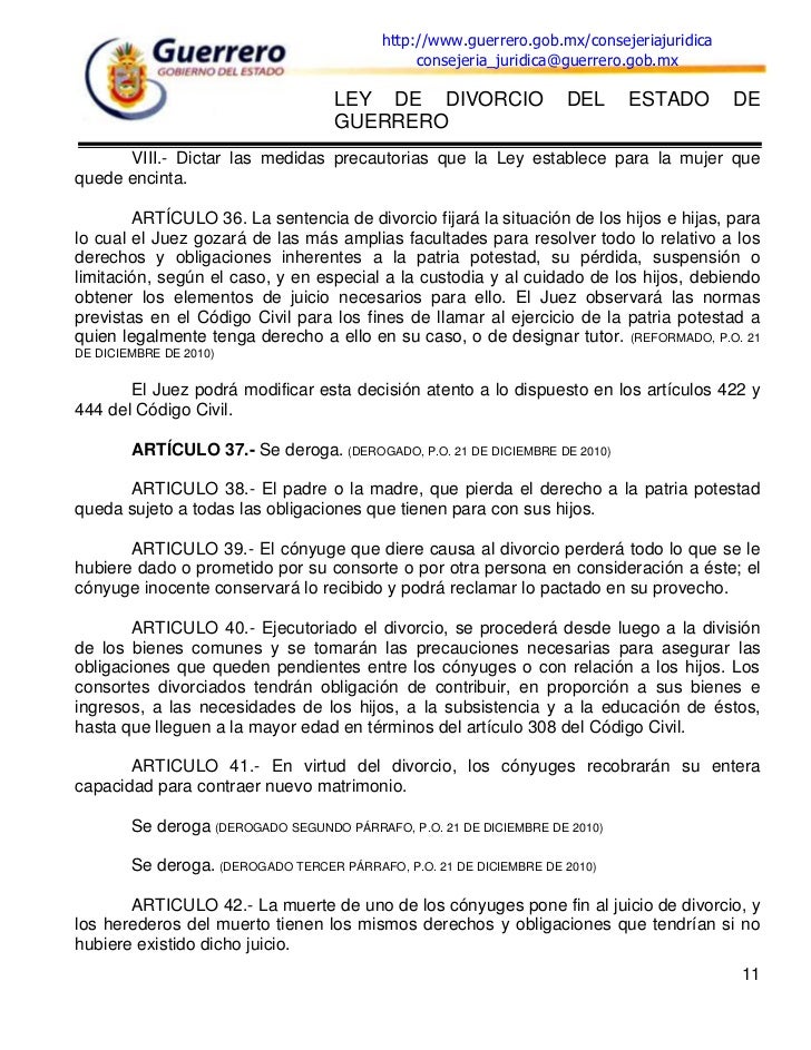 Ley divorcio del Estado de Guerrero Ley divorcio del Estado de Guerrero