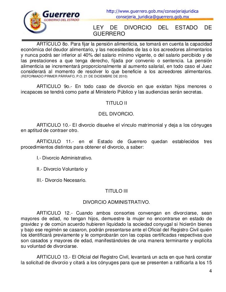Ley divorcio del Estado de Guerrero Ley divorcio del Estado de Guerrero