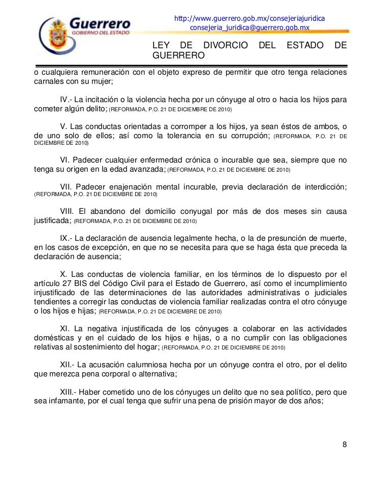 Ley divorcio del Estado de Guerrero Ley divorcio del Estado de Guerrero