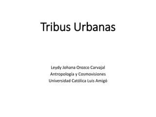 Tribus Urbanas
Leydy Johana Orozco Carvajal
Antropología y Cosmovisiones
Universidad Católica Luis Amigó
 