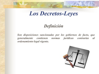 Los DecretosCaracterísticas Los decretos participan en todos los caracteres de las leyes, ya que contienen normas jurídicas generales o individuales, son expedidos por autoridad competente obrando en el ejercicio de su poder, su finalidad común consiste también en buscar el bien de la colectividad, y, por último, deben ser publicados y promulgados. 