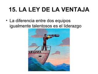 15. LA LEY DE LA VENTAJA La diferencia entre dos equipos igualmente talentosos es el liderazgo 
