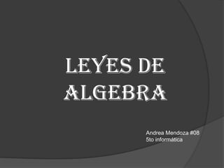 LEYES DE
ALGEBRA
Andrea Mendoza #08
5to informática

 