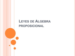 LEYES DE ALGEBRA
PROPOSICIONAL
 