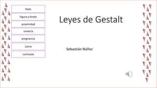 Leyes de Gestalt
Sebastián Núñez
Figura y fondo
proximidad
simetría
pregnancia
cierre
contraste
leyes
 