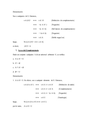 Leyes del álgebra en las proposiciones o algebra declarativa | DOCX