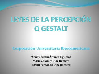 Corporación Universitaria Iberoamericana
Wendy Yuraní Álvarez Figueroa
María Zoranlly Díaz Romero
Edwin Fernando Díaz Romero
 